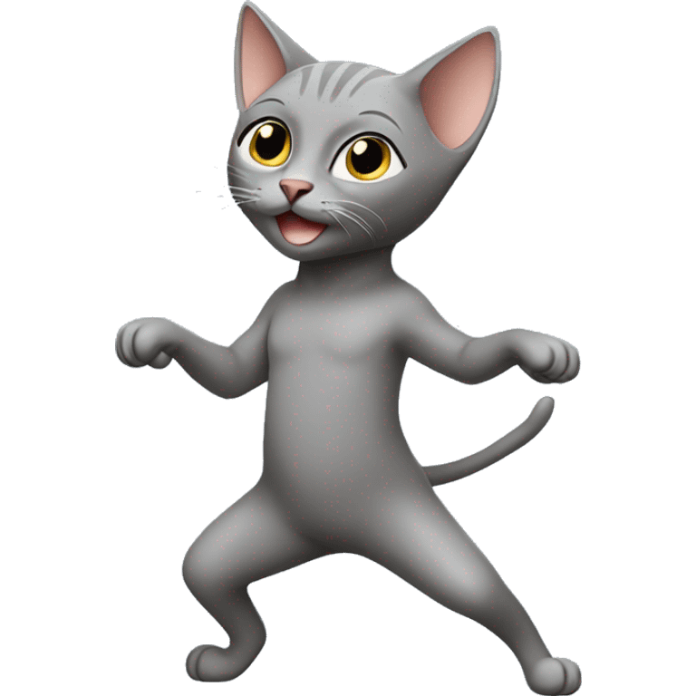 Gray hairless cat dancing  emoji