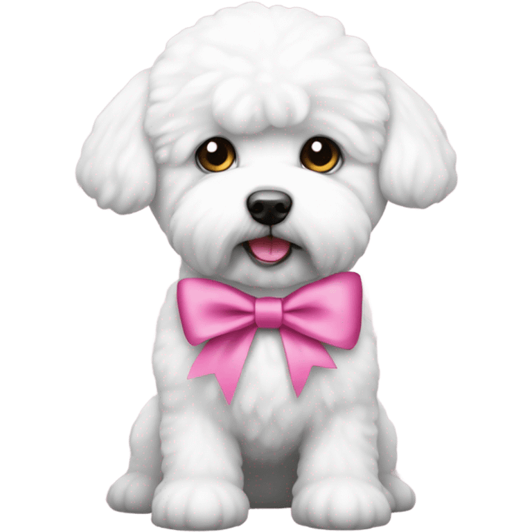 white bichon with pink bow emoji