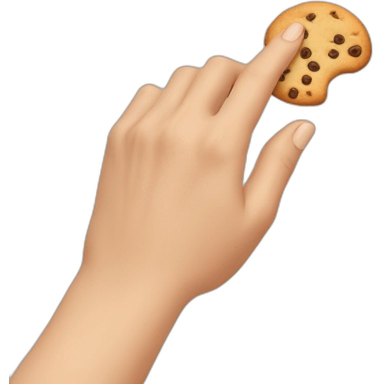 a hand that is pinched together like how italians do while talking. In between the pinched fingers, the hand holds a "ladyfinger" cookie emoji