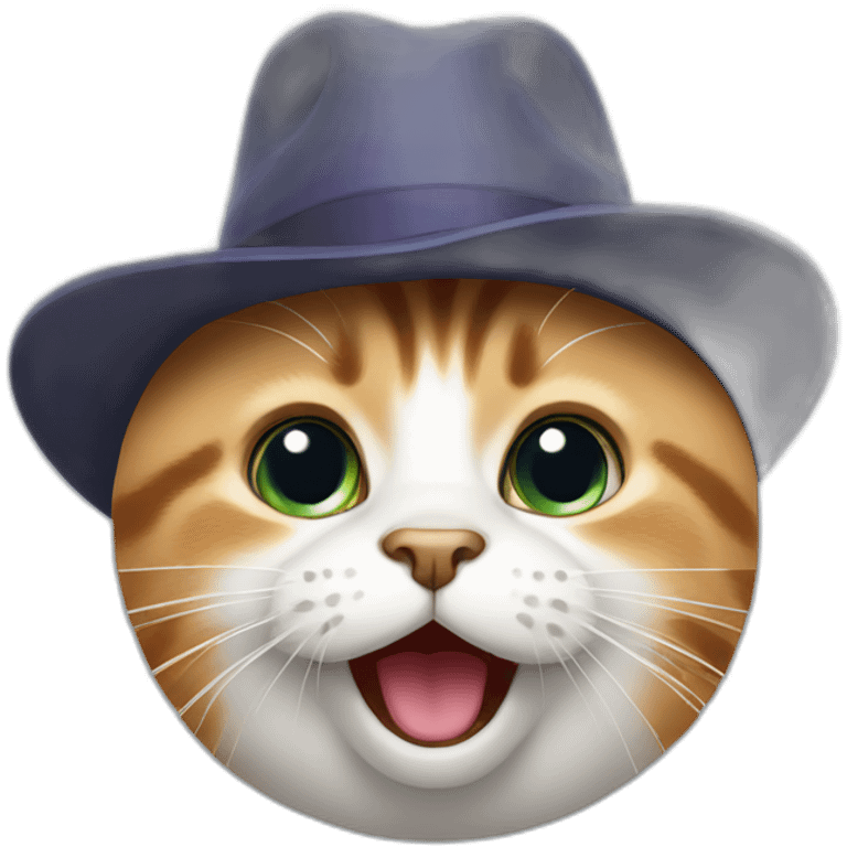 cat with a hat and a surprised face emoji