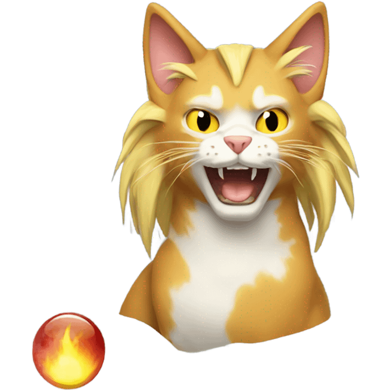 Cat using super saiyan 3 emoji