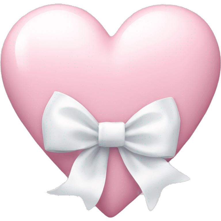 Pastel pink heart with white bow emoji