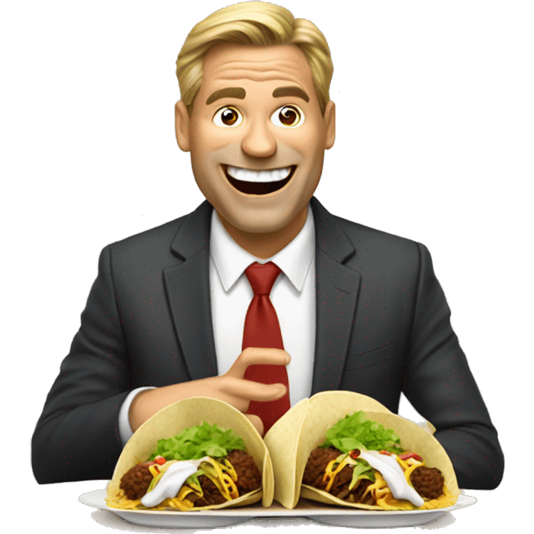 A Chief Operating Officer (COO) making a hilarious, exaggerated funny face while eating tacos. emoji