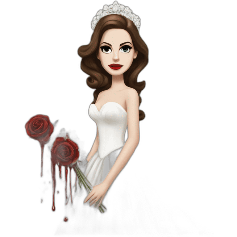 Lana del rey with a bridal gown with splash of blood emoji