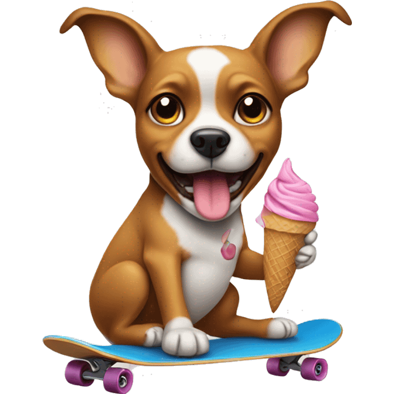 dog eating ice cream on skateboard  emoji