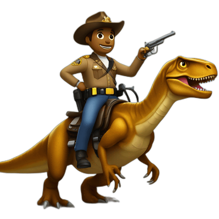 sheriff riding a t-rex emoji