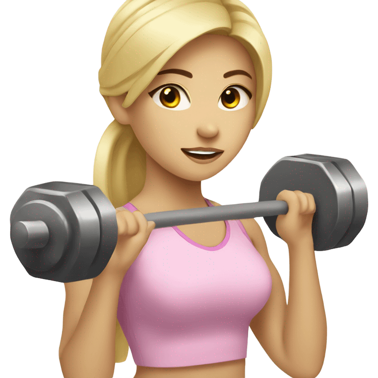 Beautiful Blonde Chinese girl lifting weights  emoji