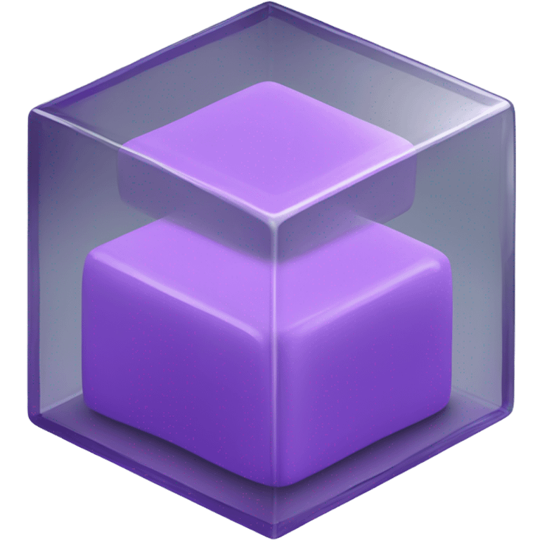 purple filled cube inside another glass cube isometric view emoji