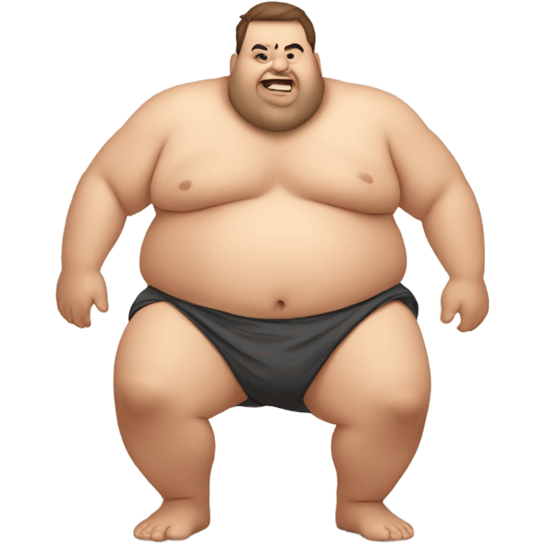 Fat man shirtless crawling on floor emoji