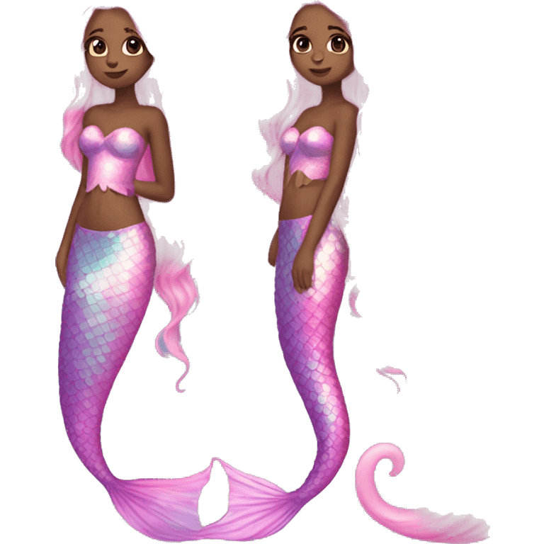 Iridescent mermaid long hair pink full body emoji