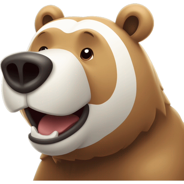 Un oso grande color marrón abrazando a un conejito blanco  emoji