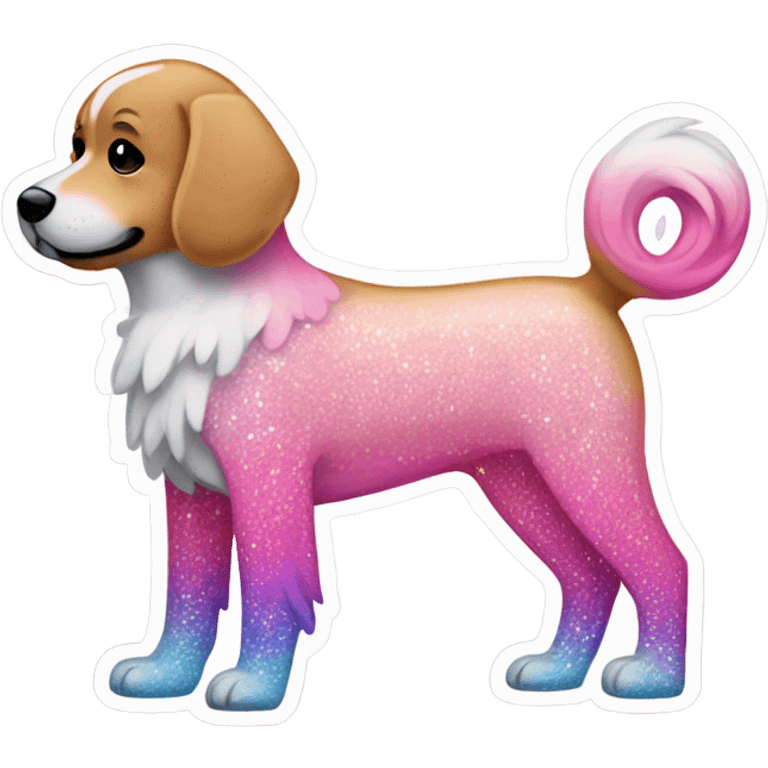 Pink ombre full body dog with glitter emoji