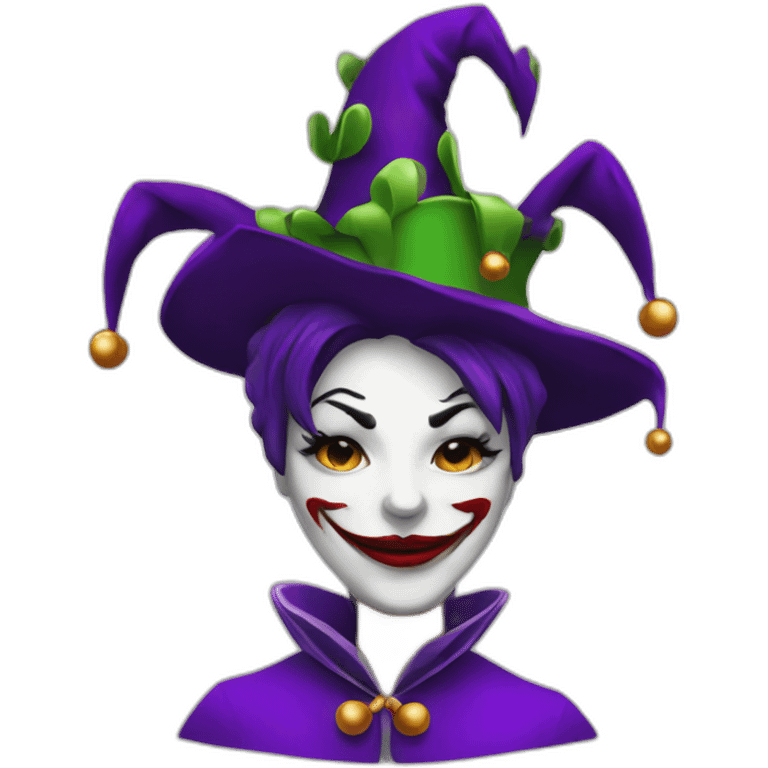 women evil jester with hat emoji