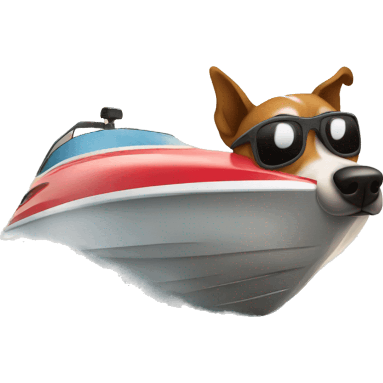 Dog riding a speedboat  emoji