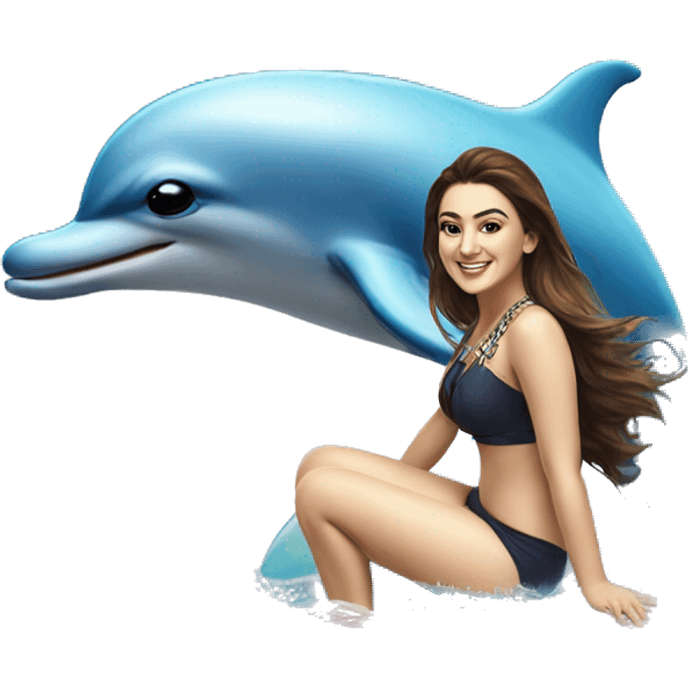 Hansika on a dolphin  emoji