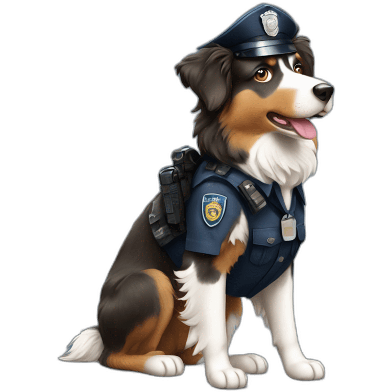 Australian Shepherd in Police Uniform Full portrait emoji