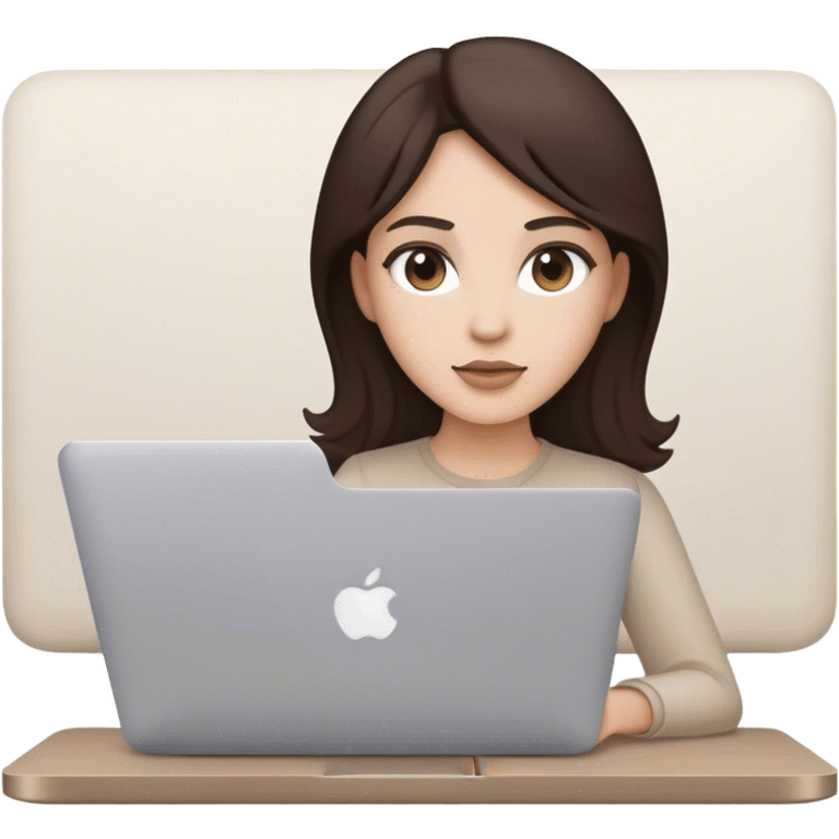 Brunette woman content creator with a MacBook neutral tones emoji