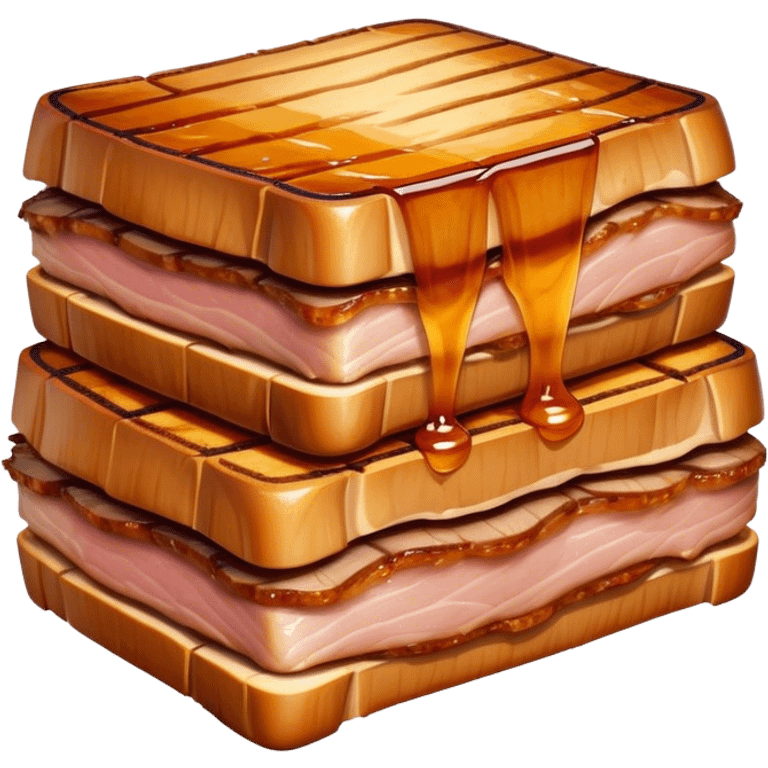 Cinematic tender pork belly, slow-roasted to perfection, crispy caramelized edges, glistening with juices, sliced into thick, rich layers, warm golden tones, luxurious and indulgent. emoji