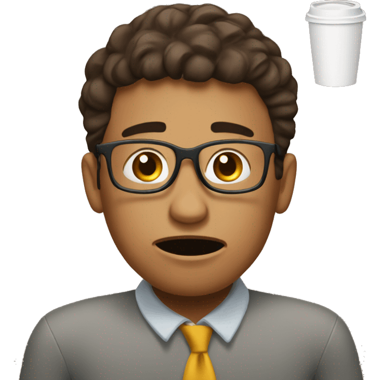 stressed college student with coffee  emoji