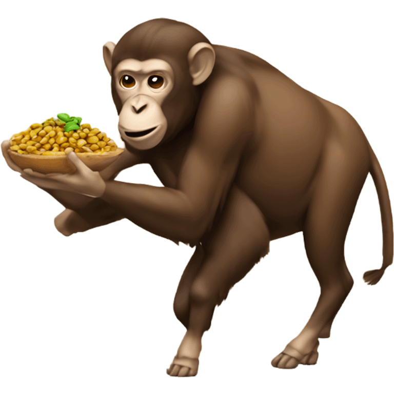 monkey dancing on a bison holding beans  emoji