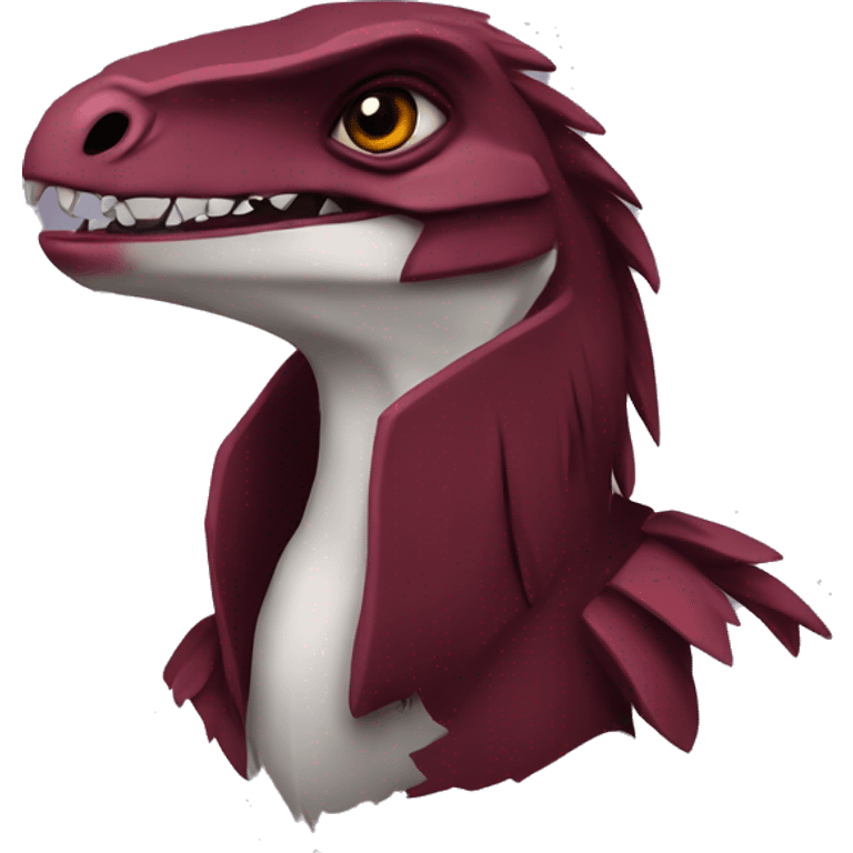 Cool edgy Maroon raptor with darker mane emoji