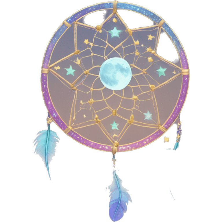 Sparkly moon-and-stars dreamcatcher emoji