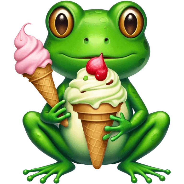 Frog with ice cream emoji