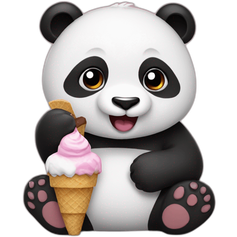 Panda eating ice cream emoji