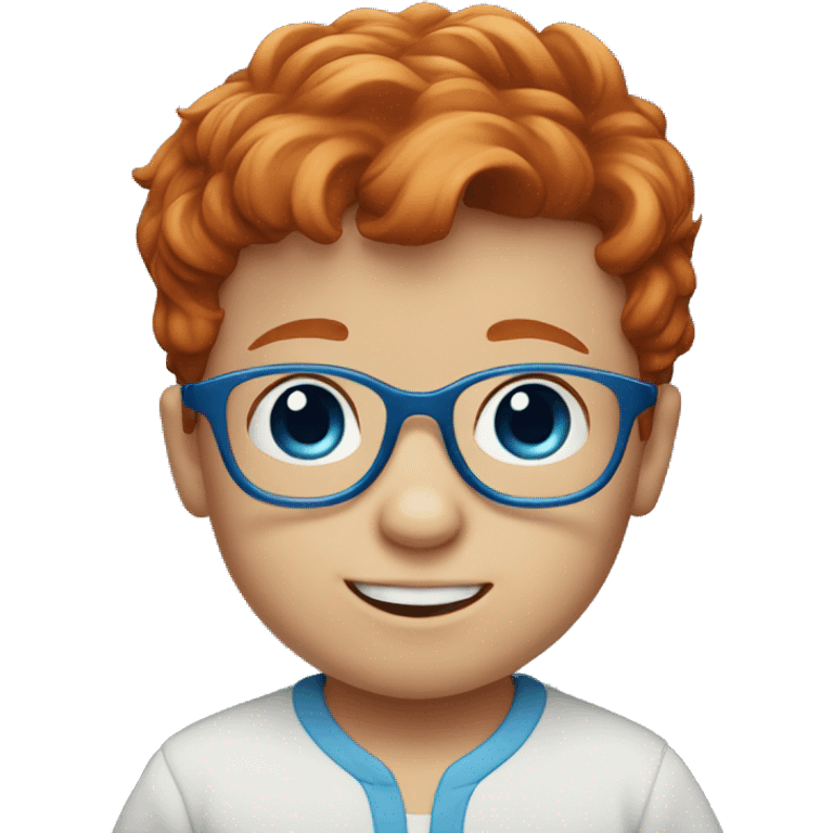 Redhead baby boy with blue glasses emoji