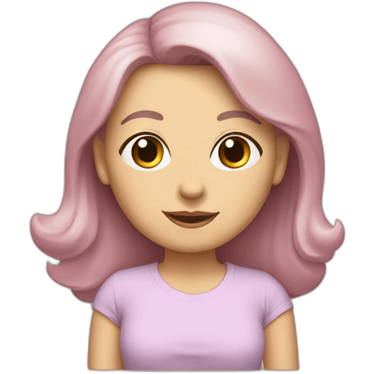 White 63 yrs old woman brown hair black eyes with a pink color T-shirt emoji