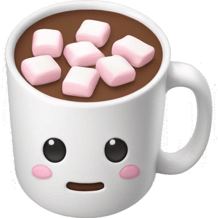 Light Pink mug of hot chocolate with marshmallows  emoji