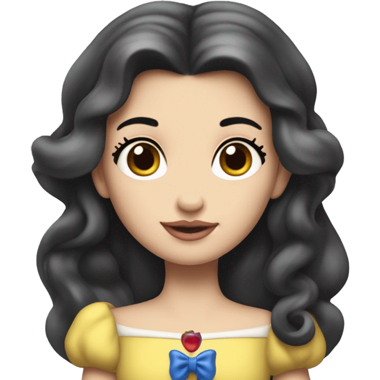 snow white princess with long brow hair, wearing a bow on top of her head. emoji