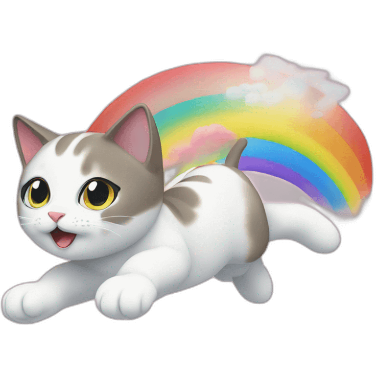 flying cat with raimbow emoji