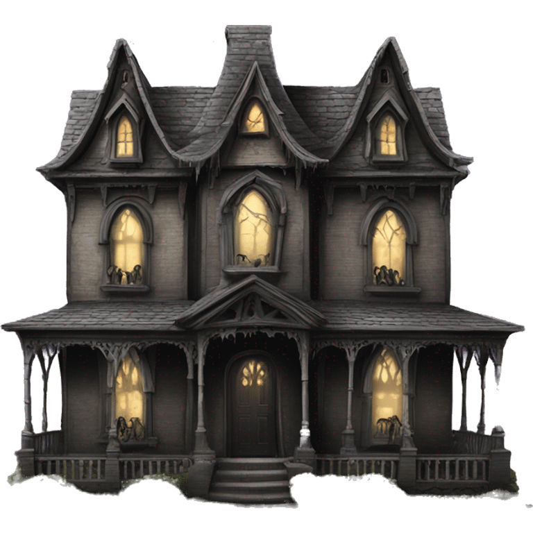 Creepy ok Realistic Huge ornate gothic Cardboard haunted house  emoji