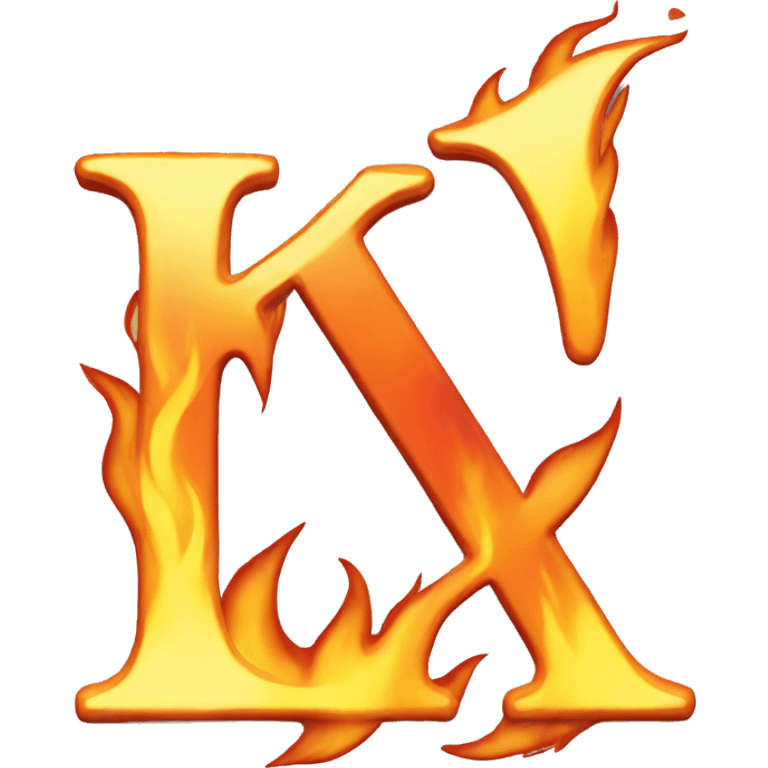 the letter K with flames around it emoji