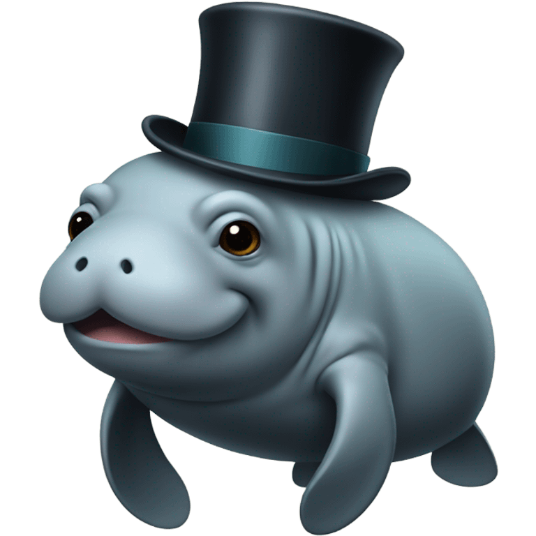 Manatee wearing a top hat emoji