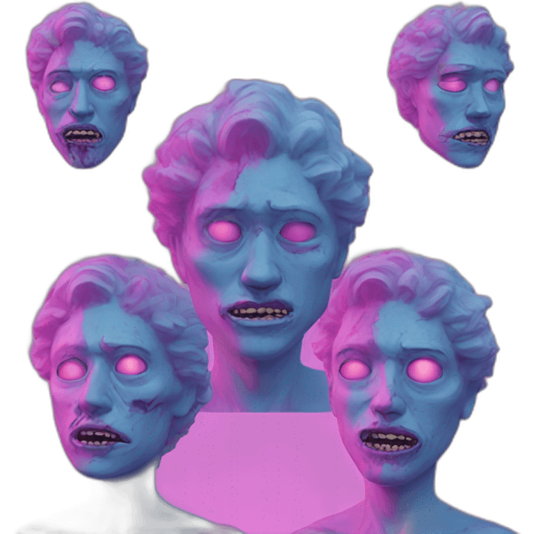 Vaporwave person, half person face half zombie face emoji