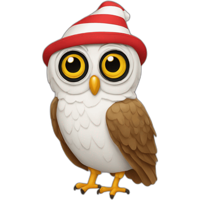 owl dressed as Where is Wally emoji