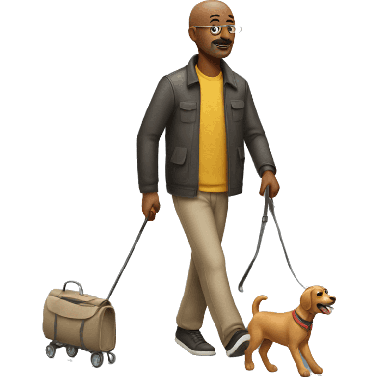 A blind man walking his dog emoji