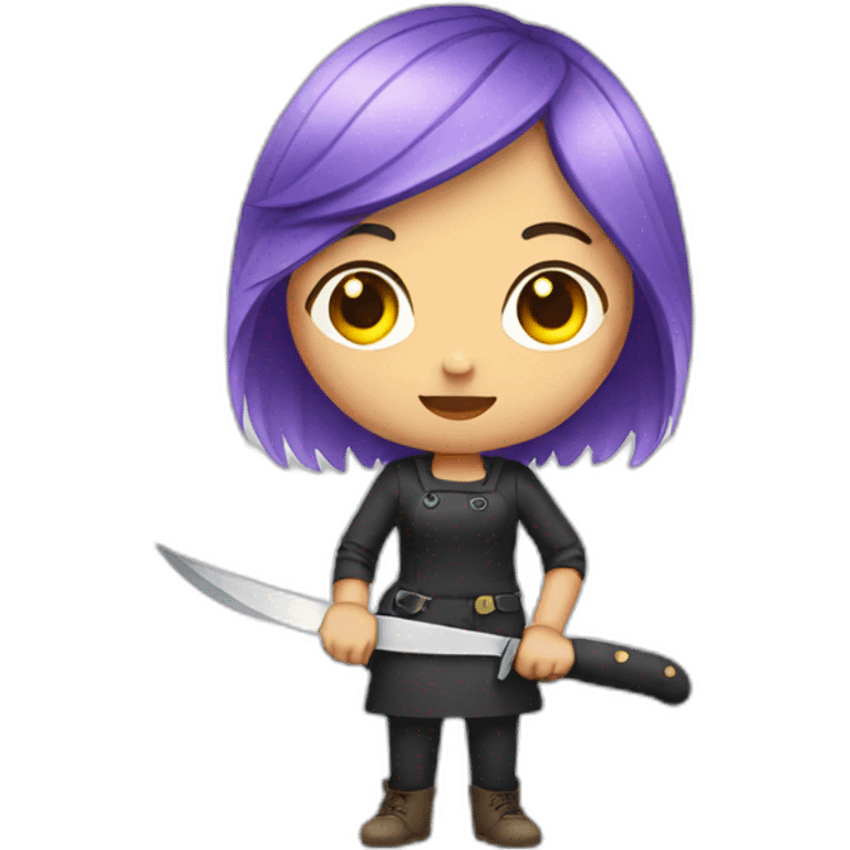 Girl with colored hair and holding a knife  emoji