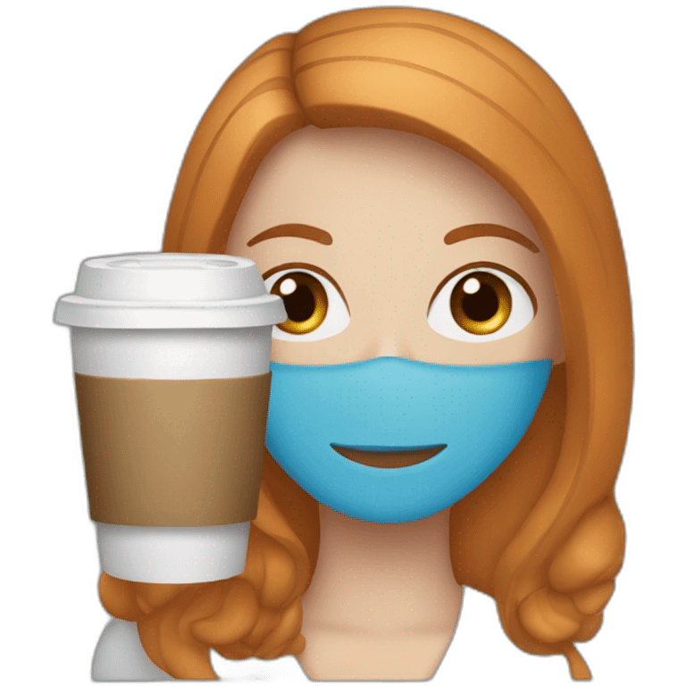 Ginger straight hair and blue eyes woman drinking a latte emoji