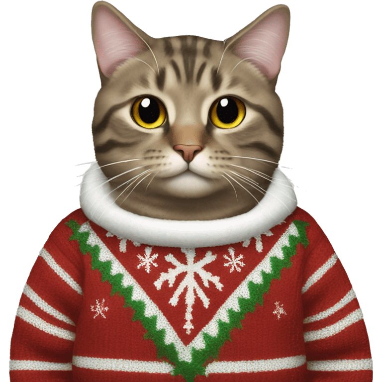 Cat wearing a chrismas jumper emoji