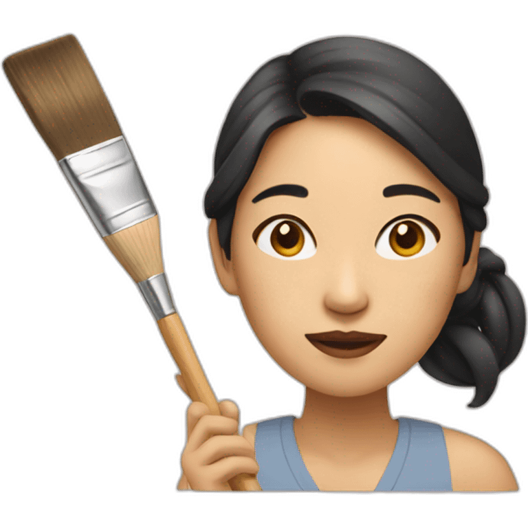 asian woman is painting emoji