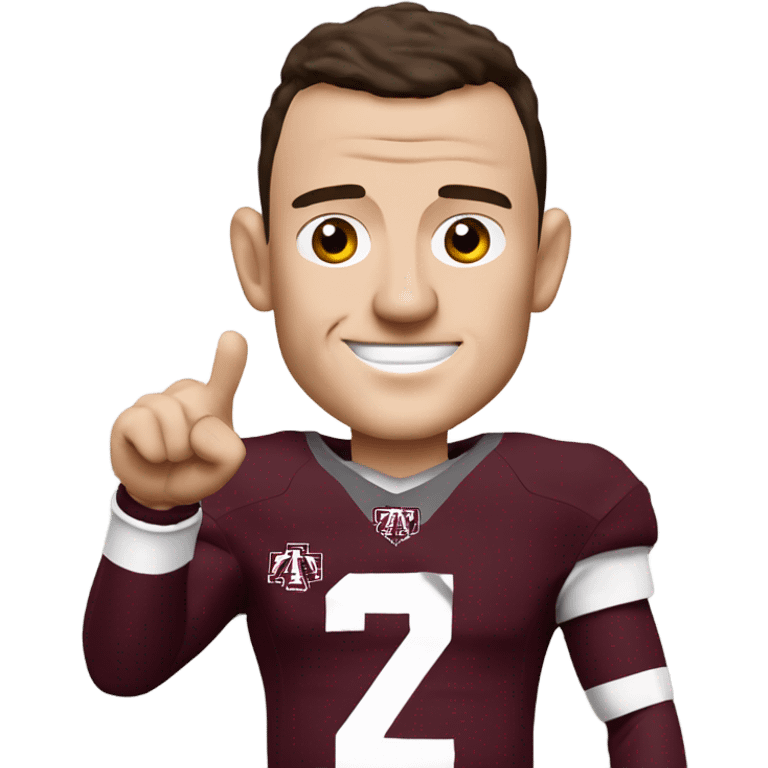 Johnny manziel in a Texas a&m maroon uniform holding up one thumb  emoji