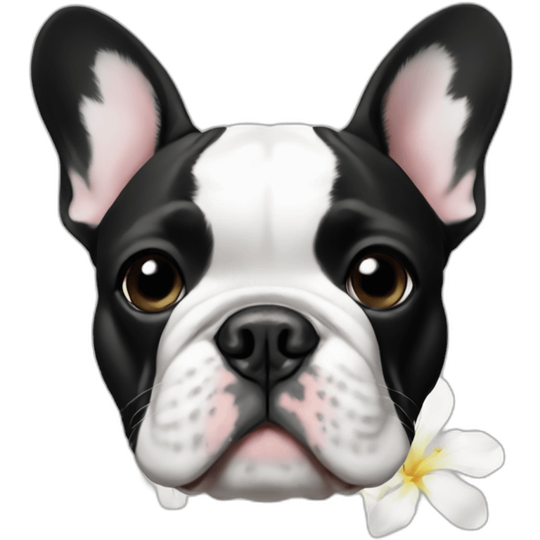 French-bulldog-Black and white flower emoji