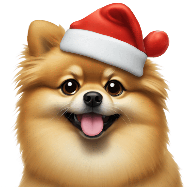 Pomeranian with a Santa hat  emoji