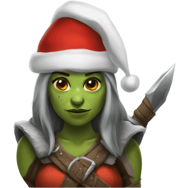 orc female warrior with santa hat emoji