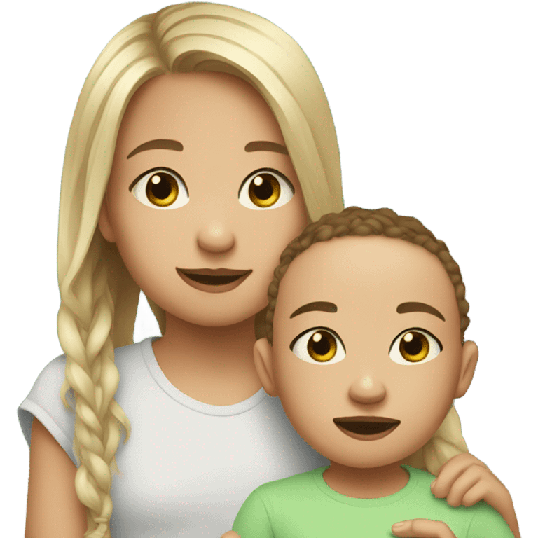 Girl with baby brother emoji