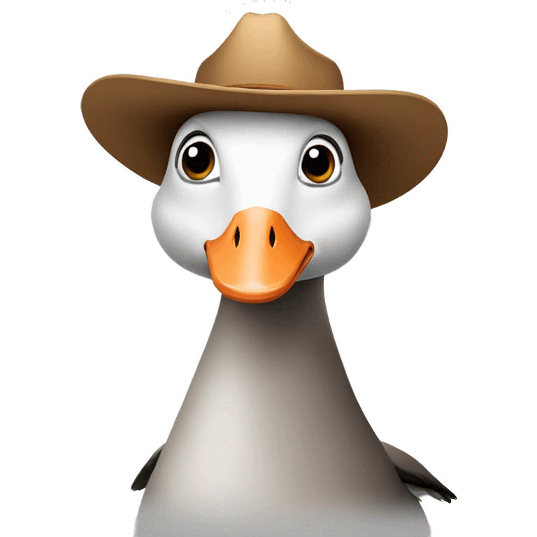 Goose with cowboy hat and cute eyes emoji