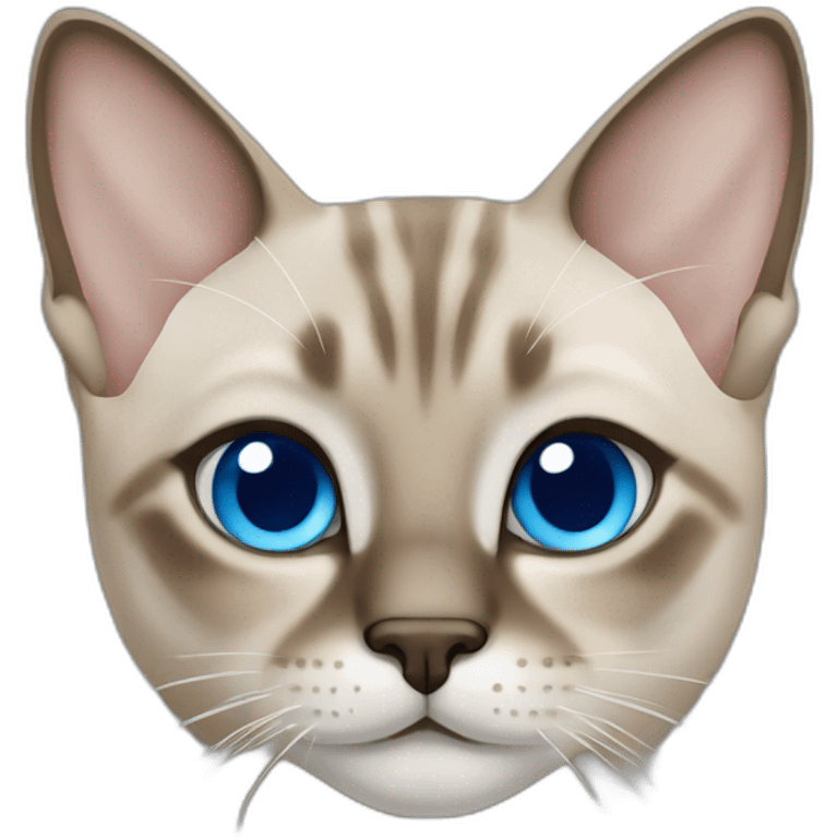 Tabby Siamese cat with blue eyes emoji